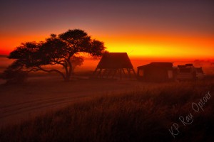 Sunrise with fog in Mabuasehube
